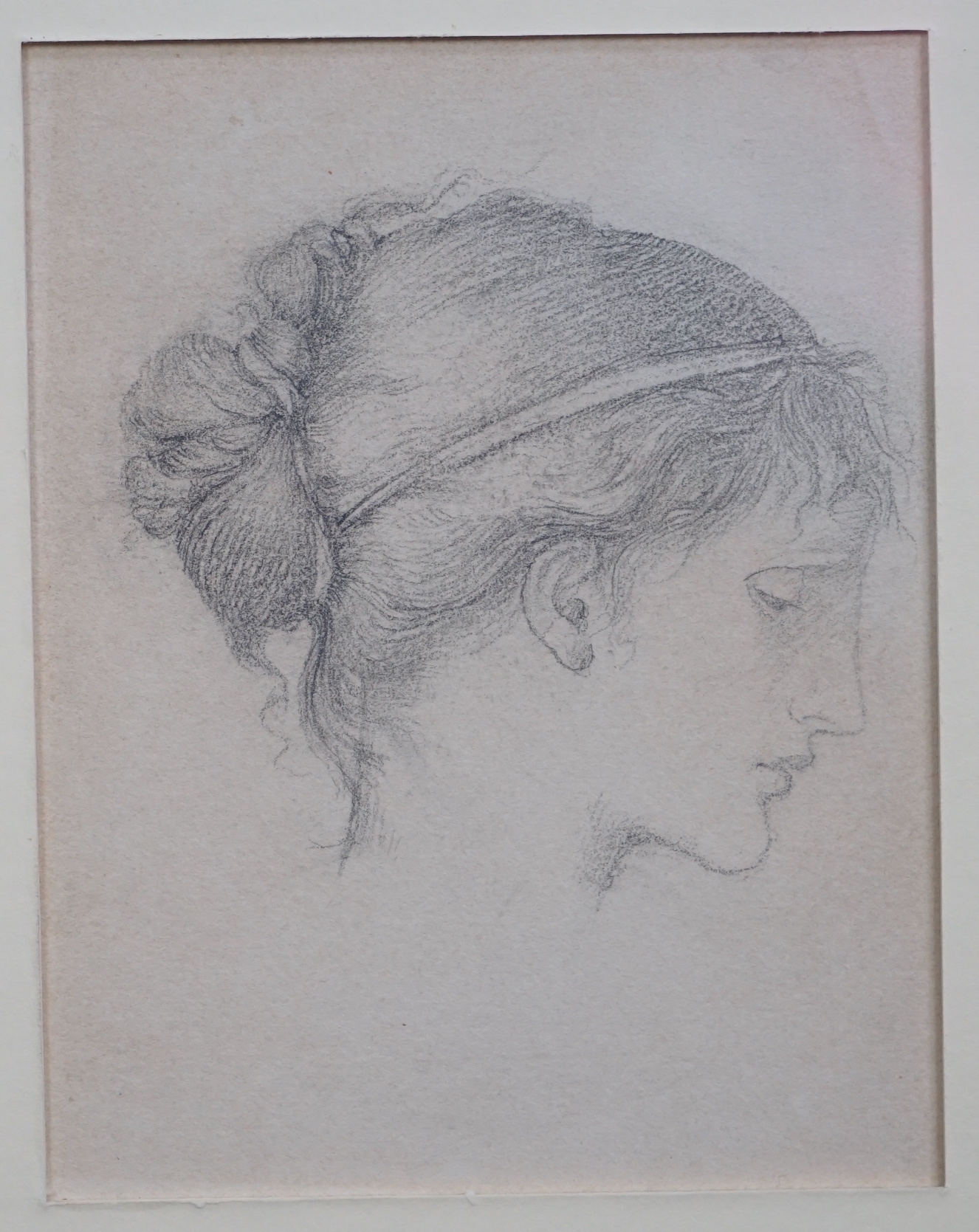 Sir Edward Coley Burne-Jones, Bt; A.R.A; R.W.S. (British, 1883-1898), Maria Zambaco in profile looking down to the right, pencil on paper, 13.5 x 10.5cm